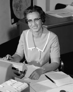 Katherine Johnson At Her Desk at NASA Langley Research Center.  Credit: NASA/LRC 