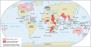 Click to view larger image During Victoria's reign (1837-1901), the British Empire grew enormously. Additions included major territories in Africa and southern Asia and smaller territories in the Pacific and Indian oceans. Credit: WORLD BOOK map 