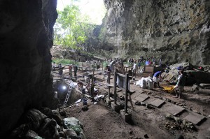 Excavation work inside the Callao Cave in Luzon. Credit: Callao Cave Archaeology Project