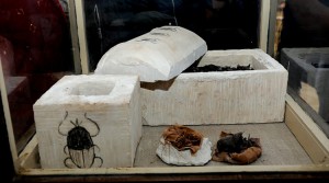 Archaeologists at the site also discovered the remains of mummified scarabs, shown here with the boxes they were buried in. Credit: Egyptian Ministry of Antiquities