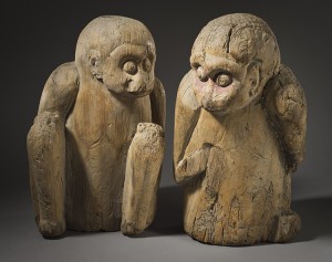 Pair of Sacred Monkeys. Credit: Pair of Sacred Monkeys (Heian period, 11th century), wood with traces of pigment by unknown artist; Los Angeles County Museum of Art/National Gallery of Art