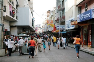 Cities are home to most of the people of Panama. This photograph shows pedestrians on the busy Avenida Central (Central Avenue) in Panama City. Panama's largest cities include Panama City, San Miguelito, and Las Cumbres. Credit: © JJM Stock Photography/Panama/Alamy Images 