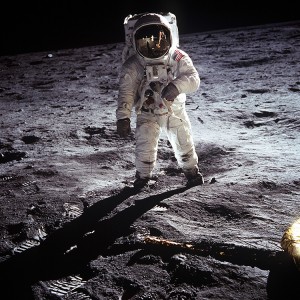 This photograph shows the American astronaut Buzz Aldrin standing on the surface of the moon during the Apollo 11 mission in 1969. Aldrin was the second person to walk on the moon, after the mission commander Neil Armstrong. Credit: NASA 