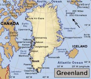 Click to view larger image Greenland.  Credit: WORLD BOOK map
