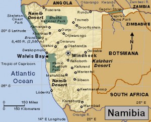 Click to view larger image Namibia. Credit: WORLD BOOK map 