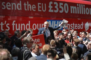 Boris Johnson MP  addresses members of the public in Parliament St, York during the Brexit Battle Bus tour of the UK on May 23, 2016 in York, England. Boris Johnson and the Vote Leave campaign are touring the UK in their Brexit Battle Bus. The campaign is hoping to persuade voters to back leaving the European Union in the Referendum on the 23rd June 2016.  Credit: © Christopher Furlong, Getty Images