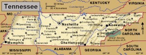 Tennessee locator map credit: World Book map