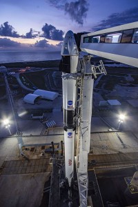 SpaceX's Crew Dragon capsule sits atop a Falcon 9 rocket, in preparation for launch on May 27, 2020. Credit: © SpaceX