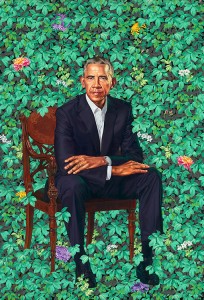 Credit: President Barack Obama (2018); oil on canvas by Kehinde Wiley; National Portrait Gallery, Smithsonian Institution (© Kehinde Wiley)