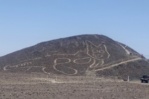 In October 2020, archaeologists carrying out maintenance work discovered this giant geoglyph (ground etching) of a cat at the site of the famous Nazca Lines in Peru. Credit: Jhony Islas, Peru's Ministry of Culture