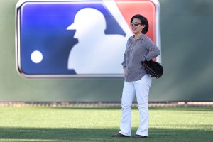 Baseball executive Kim Ng, shown at a youth promotional event for Major League Baseball, became general manager of the Miami Marlins in 2020. Credit: © Rob Leiter, MLB Photos/Getty Images