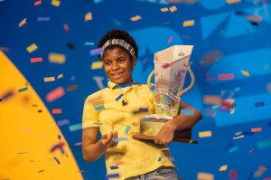 Zaila Avant-garde, winner of the 2021 Scripps National Spelling Bee.  Credit: © Heather Harvey, ESPN Images/Scripps National Spelling Bee