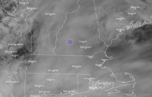The GOES-16 Geostationary Lightning Mapper shows a flash most likely caused by a bolide over New Hampshire on Oct. 10, 2021. Credit: NOAA