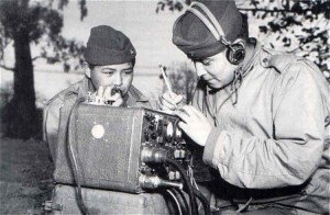 Code talkers were Native Americans who used their languages to help the United States military communicate in secret. This black-and-white photograph shows two Navajo code talkers operating a radio during World War II (1939-1945). The Navajo language was unknown to the Germans and Japanese and proved impossible for them to decipher. Credit: NARA