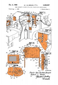 Browns' 1969 patent plan for an elaborate home security system suggests safety and relaxation can go hand in hand.  Credit: U.S. Patent and Trademark Office