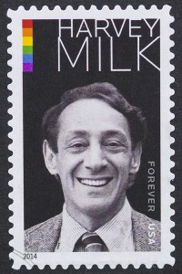 A postage stamp printed in USA showing an image of Harvey Milk. Credit: © Catwalker/Shutterstock