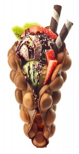 In Hong Kong, egg waffles or bubble waffles are often served as a cone with ice cream. Credit: © baibaz/Shutterstock