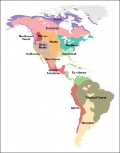 Indigenous peoples of the Americas: cultural areas Credit: World Book map