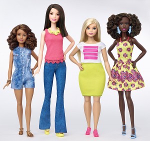 In 2016, the Mattel toy company introduced three new body types for the iconic Barbie doll—tall, curvy, and petite. Barbie also is now available in a variety of skin tones and hair styles. The makeover from the original Barbie's extremely thin and unrealistic body type was aimed at helping girls to feel more confident about their own body image. Credit: Mattel